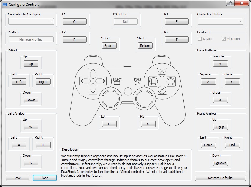 pcsx2 keyboard controls setup